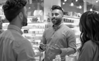 Promoter engaging customers in store